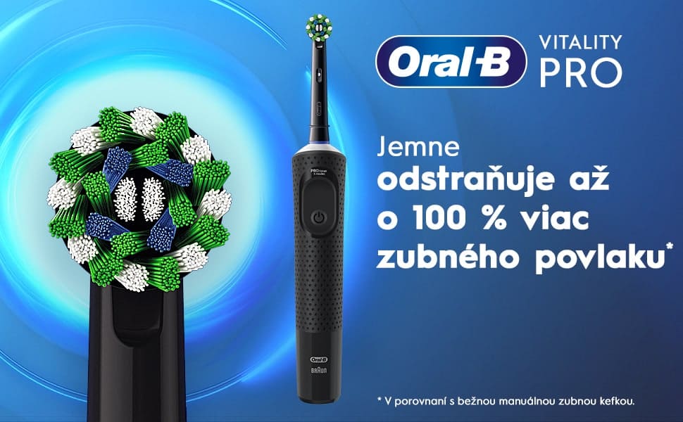 Zubná kefka Oral-B Vitality PRO odstraňuje až o 100 % viac zubného povlaku.